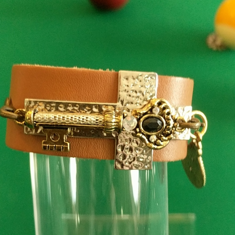 Leather bracelet, home crafted.